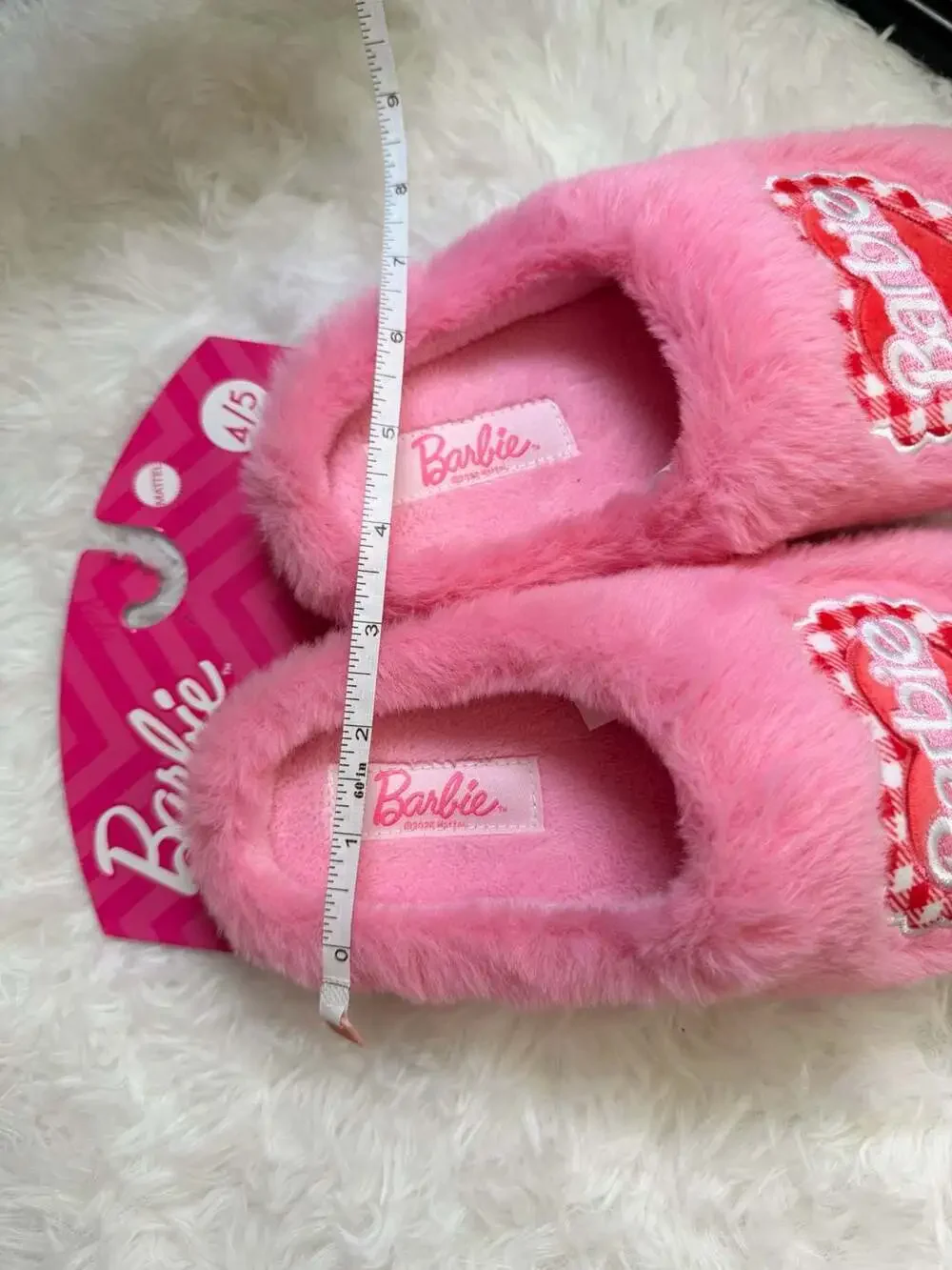 Barbie Pink Plush Memory Foam Heart Slide Slippers